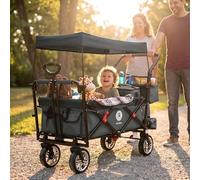 Miweba Chariot pour Enfants MB-20 - Chariot Pliable - Système de Harnais à 2X 3 Points - Frein de Stationnement - Roues en Caoutchouc Dur - Pare-Soleil avec Protection UV (Gris)