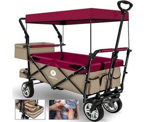 Miweba Chariot pour Enfants MB-20 - Chariot Pliable - Système de Harnais à 2X 3 Points - Frein de Stationnement - Roues en Caoutchouc Dur - Pare-Soleil avec Protection UV (LSF25)