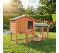 Miweba MyAnimal Clapier Lapin MH-03 | Extra Large avec 66 cm - Maison à Deux étages - Cage pour Lapin - Bois de pin - Polyvalent - Résistant à l'hiver - 2 Niveaux (Brun)