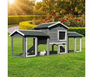 Miweba MyAnimal MH-03 Clapier à lapins XXL 226 x 53 x 85 cm, avec enclos à roue libre, maison double étagère, à 2 niveaux, cage à lapins imprégnée, résistante à l'hiver, pour l'intérieur et
