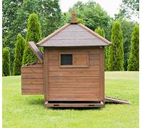 Miweba MyAnimal MH-11 Poulailler pour 3 poules - 109 x 86 x 120 cm Nichoir séparé 2 perchoirs Résistant à l'hiver Pondoir intégré Bois de pin Volière Clapet à poules (marron)