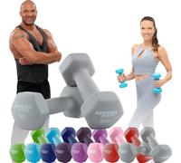 Miweba Sports Ensemble d'haltères en néoprène NKH100 | Haltères professionnels - 0,5-10,0 kg - Ensemble de haltères courtes - Haltères de gymnastique - Ensemble de haltères courts