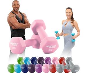 Miweba Sports Ensemble d'haltères en néoprène NKH100 | Haltères professionnels - 0,5-10,0 kg - Ensemble de haltères courtes - Haltères de gymnastique - Ensemble de haltères courts