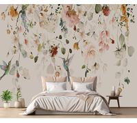 MIWEI Wallpaper Papier Peint Auto-adhésif Mural Panoramique Fleurs Oiseaux Vintage Papier Peint Autocollant Decoration Poster Murale Chambre Salon -ZIZ0060-380cmx260cm
