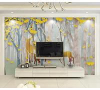 MIWEI Wallpaper Papier Peint Panoramique Abstrait Bois Ginkgo Biloba Feuilles Papier Peint Intissé 3D Tapisserie Decoration Chambre Salon Murale -KX37032, 400x280cm