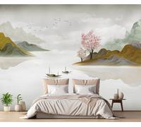 MIWEI Wallpaper Papier Peint Panoramique Abstrait Golden Mountain Papier Peint Intissé 3D Tapisserie Decoration Chambre Salon Murale -KX23073, 400x280cm
