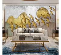 MIWEI Wallpaper Papier Peint Panoramique Abstrait Peak Golden Bird Papier Peint Intissé 3D Tapisserie Decoration Chambre Salon Murale -KX34420, 350x250cm