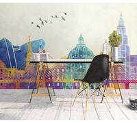 MIWEI Wallpaper Papier Peint Panoramique Architecture Géométrique Classique Vintage Papier Peint Intissé 3D Tapisserie Decoration Chambre Salon Murale -KX16744, 310x250cm