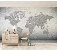 MIWEI Wallpaper Papier Peint Panoramique Carte Du Monde De Stone Texture Papier Peint Intissé 3D Tapisserie Decoration Chambre Salon Murale -KX05657, 350x250cm