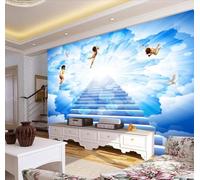 MIWEI Wallpaper Papier Peint Panoramique Ciel Bleu Nuage Blanc Ange Papier Peint Intissé 3D Tapisserie Decoration Chambre Salon Murale -KX16504, 400x280cm