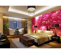 MIWEI Wallpaper Papier Peint Panoramique Eau De Montagne Forêt Rouge Papier Peint Intissé 3D Tapisserie Decoration Chambre Salon Murale -KX37356, 400x280cm