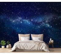 MIWEI Wallpaper Papier Peint Panoramique Espace Cosmique Bleu Papier Peint 3D Tapisserie Decoration Poster Murale Chambre Salon -MW256375-350cmx256cm
