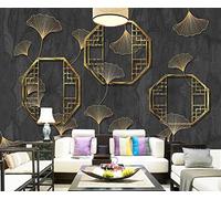 MIWEI Wallpaper Papier Peint Panoramique Fenêtre Vintage Ginkgo Feuilles Papier Peint Intissé 3D Tapisserie Decoration Chambre Salon Murale -KX36703, 250x175cm