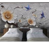 MIWEI Wallpaper Papier Peint Panoramique Fleurs De Prunier En Relief Birdie Papier Peint Intissé 3D Tapisserie Decoration Chambre Salon Murale -KX11416, 310x250cm