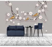 MIWEI Wallpaper Papier Peint Panoramique Fleurs Golden Bird Papier Peint Intissé 3D Tapisserie Decoration Chambre Salon Murale -KX37322, 450x280cm