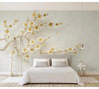 MIWEI Wallpaper Papier Peint Panoramique Fleurs Jaunes Pâles Arbre En Relief Papier Peint Intissé 3D Tapisserie Decoration Chambre Salon Murale -KX04792, 310x250cm