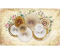 MIWEI Wallpaper Papier Peint Panoramique Fleurs Rondes Vintage Papier Peint Intissé 3D Tapisserie Decoration Chambre Salon Murale -KX33977, 300x210cm