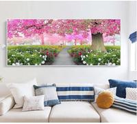 MIWEI Wallpaper Papier Peint Panoramique Flower Sea Flower Tree Sentier Papier Peint Intissé 3D Tapisserie Decoration Chambre Salon Murale -KX16530, 400x255cm