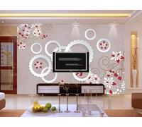 MIWEI Wallpaper Papier Peint Panoramique Guirlande Minimaliste Rouge Blanc Fleur Rotin Papier Peint Intissé 3D Tapisserie Decoration Chambre Salon Murale -KX06039, 450x280cm