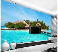 MIWEI Wallpaper Papier Peint Panoramique Mer Île Montagne Eau Papier Peint Intissé 3D Tapisserie Decoration Chambre Salon Murale -KX35246, 300x210cm