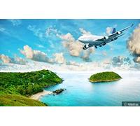 MIWEI Wallpaper Papier Peint Panoramique Mer Petite Île Avion Papier Peint Intissé 3D Tapisserie Decoration Chambre Salon Murale -KX34126, 430x300cm