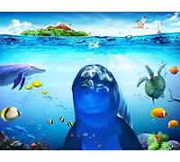 MIWEI Wallpaper Papier Peint Panoramique Mer Petite Île Eau De Mer Papier Peint Intissé 3D Tapisserie Decoration Chambre Salon Murale -KX34115, 400x255cm