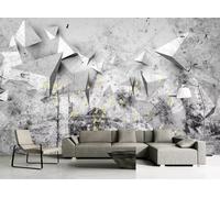 MIWEI Wallpaper Papier Peint Panoramique Mur De Ciment Géométrique Birdie Papier Peint Intissé 3D Tapisserie Decoration Chambre Salon Murale -KX04525, 400x280cm