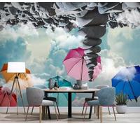 MIWEI Wallpaper Papier Peint Panoramique Parapluie Cloud Stone Papier Peint Intissé 3D Tapisserie Decoration Chambre Salon Murale -KX07752, 300x210cm