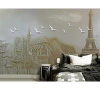 MIWEI Wallpaper Papier Peint Panoramique Relief Architecture Montagne Eau Papier Peint Intissé 3D Tapisserie Decoration Chambre Salon Murale -KX32754, 310x250cm