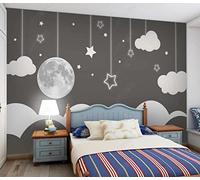 MIWEI Wallpaper Papier Peint Panoramique Résumé Nuages D'Étoiles Lune Papier Peint Intissé 3D Tapisserie Decoration Chambre Salon Murale -KX35348, 400x255cm
