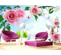 MIWEI Wallpaper Papier Peint Panoramique Rose Fleur De Vigne Papier Peint Intissé 3D Tapisserie Decoration Chambre Salon Murale -KX08536, 310x250cm