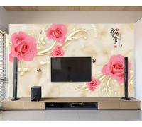 MIWEI Wallpaper Papier Peint Panoramique Roses Fleurs Vigne Papier Peint Intissé 3D Tapisserie Decoration Chambre Salon Murale -KX07852, 310x250cm