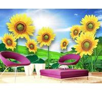 MIWEI Wallpaper Papier Peint Panoramique Sunshine Sunflower Feuilles Herbe Papier Peint Intissé 3D Tapisserie Decoration Chambre Salon Murale -KX07684, 400x280cm