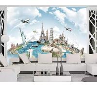 MIWEI Wallpaper Papier Peint Panoramique Voyage Autour Du Monde Papier Peint Intissé 3D Tapisserie Decoration Chambre Salon Murale -KX10992, 300x210cm
