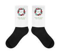 MIWINI Chaussettes Christmas Edition - Motif Couronne de Noël 2025 - Cadeau Original et Confortable pour Homme et Femme (FR/ES, Alpha/lettres, L, Taille normale, Taille normale)