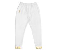 MIWINI Pantalon de Sport pour Homme, Noir, Jogging Confortable et Respirant, Style Décontracté, avec Bande Décorative Dorée (FR/ES, Alpha/Lettres, L, Mince, Taille Normale, Blanc)
