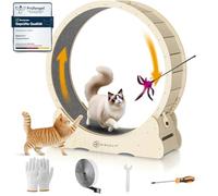 MIWOOYY Roue pour Chat Grande d'exercice 132cm - Exerciseur de Roue de Chat en Bois Massif Naturel pour Chats Interieur, Tapis Roulant de Sécurité Minou avec Serrure et Eonception D'écart Minimisé