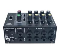 MIX-428 Mini mélangeur Audio Portable 8 en 2 sorties, Console de mixage à faible bruit avec adaptateur secteur Débutants et professionnels