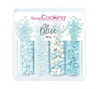 ScrapCooking - Décors Sucrés « Blue Mix » 64g - Assortiment 4 Variétés : Confettis, Mini Billes, Perles, Étoiles - Décorations Pâtisserie, Desserts, Gâteaux, Cupcakes, Anniversaires - 7510