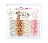 Bubble Mix - 62g decors sucres Turquoises, dorées, blanches, roses