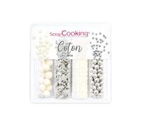 ScrapCooking – Mix décors sucrés « Cotton Mix » 61 g – Assort. 4 variétés gris, argent et blanc