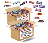 Mix gourmand Halloween | Assortiment de 2×100 bonbons au chocolat Mars, Snickers, Bounty, Twix, Milka, Daim, Toblerone | 1,5 kg