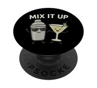 Mix It Up - Verre à Martini et Shaker à Cocktail Amusant PopSockets PopGrip Adhésif