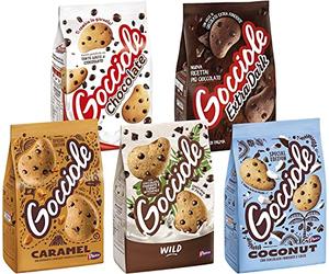 Mix Pavesi - Pack assorti avec Gocciole de chocolat, caramel, noix de coco, gibier et extra foncé - Biscuits avec gouttes de chocolat