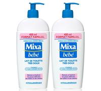 Mixa Bébé Lait de Toilette Très Doux Format Familial 400 ml - Lot de 2