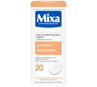 Mixa Crème anti-taches pigmentaires pour peaux irrégulières, ternes et sensibles avec vitamine C et niacinamide, convient pour le visage et le cou, SPF 20, hypoallergénique, 50 ml