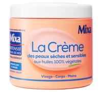 Mixa Intensif Peaux Sèches - La Crème des Peaux Sèches et Sensibles - Multi Usage Visage, Corps, Mains, Pieds - Nourrit 24h et Apaise - Pénétration Rapide - Hypoallergénique - Pot 400 ml