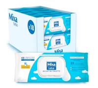 Mixa Lingettes Bébé Lait Toilette Peaux Délicates Lot de 18 x 48 | Huile amande douce, Vitamine E, Glycérine 2x soin, Nettoie sans rinçage, Hydrate & protège irritations