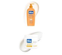 Mixa Routine Éclat Soleil Complète, Crème Niacinamide Correction Éclat 400ml + Lait Corps Effet Soleil Peaux Claires 250ml, Vitamine C + Beurre Karité + Autobronzant Végétal