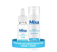Mixa - Routine Sérum Concentré Réhydratant + Crème Anti-Sécheresse - à l'Acide Hyaluronique et Lactique + Squalane - Apaise & Hydrate pendant 48H - Hypoallergénique - 30 ml + 50 ml
